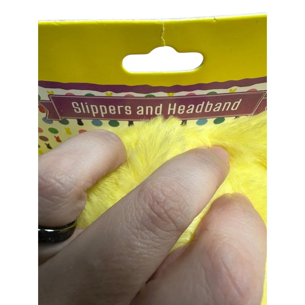 PEEPS kids slippers & headband set size medium‎ 13 1 yellow super soft fuzzy
